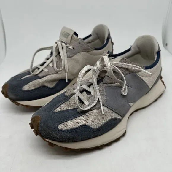 New Balance 327 Navy Blue Beige Suede Retro Low Running Shoes Sneakers Men Sz 10 - Picture 2 of 16